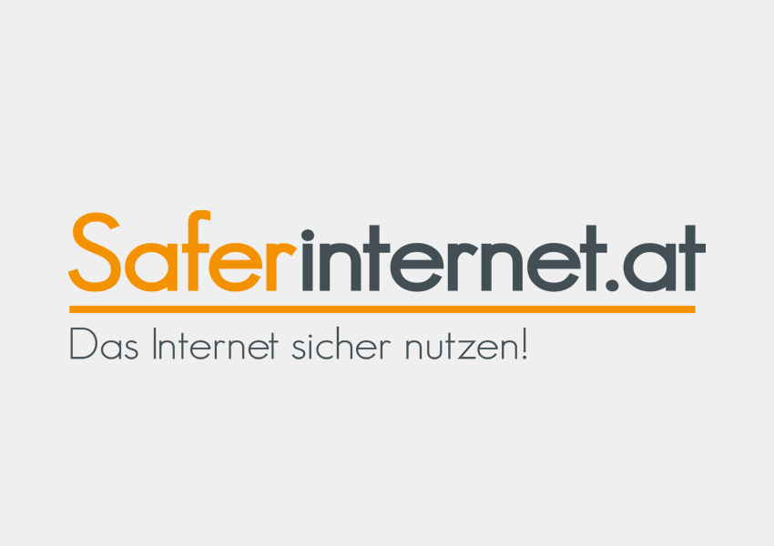 Logoschriftzug Saferinternet.at in den Farben schwarz und orange