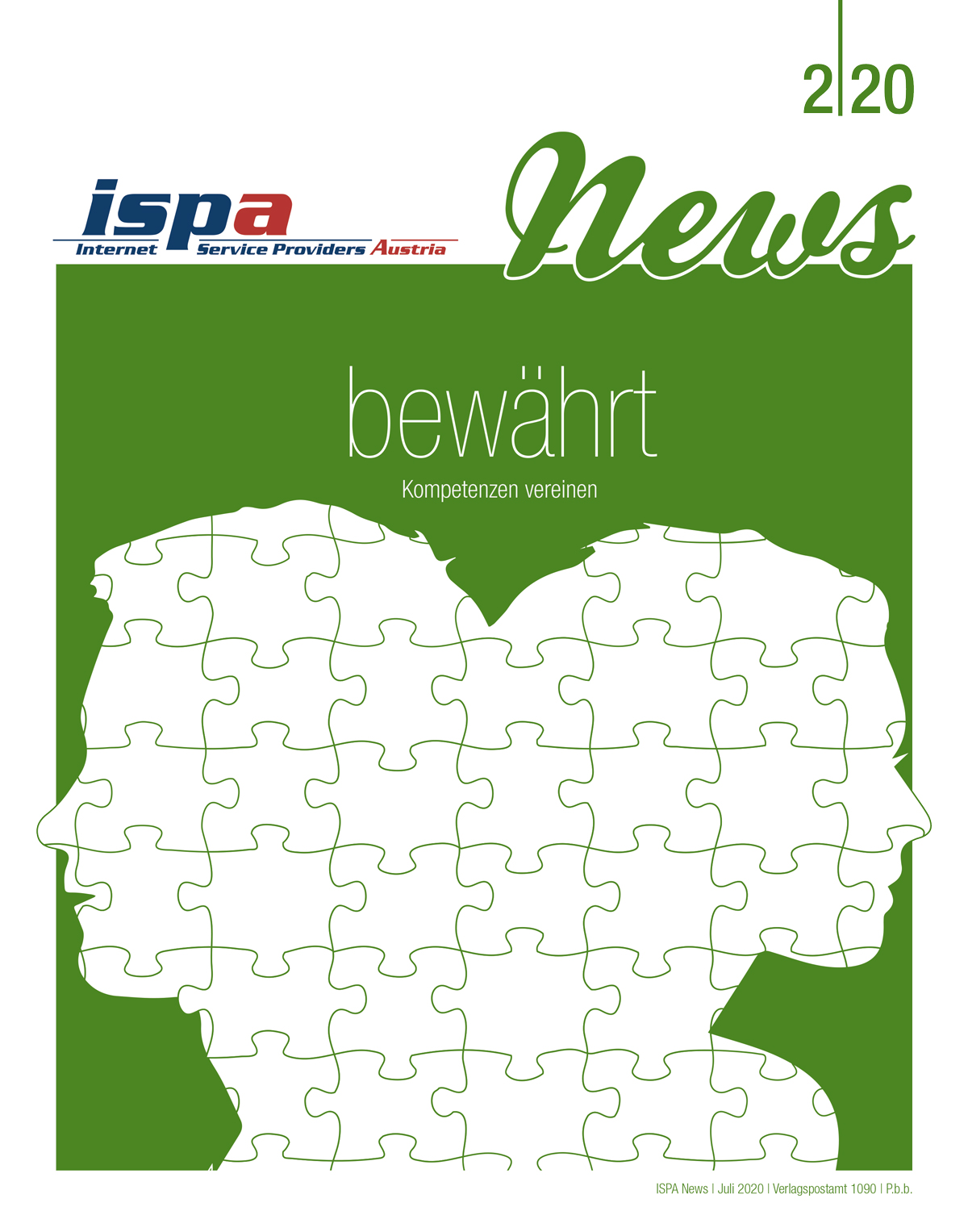 Cover ISPA News 2/20 mit dem Titel bewährt Kompetenzen vereinen