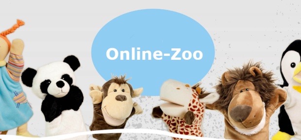 Die Puppen für das Online-Zoo Puppentheater: Elsa, Panda Paul, Affe Moritz, Giraffe Greta, Löwe Luis und Pinguin Fridolin