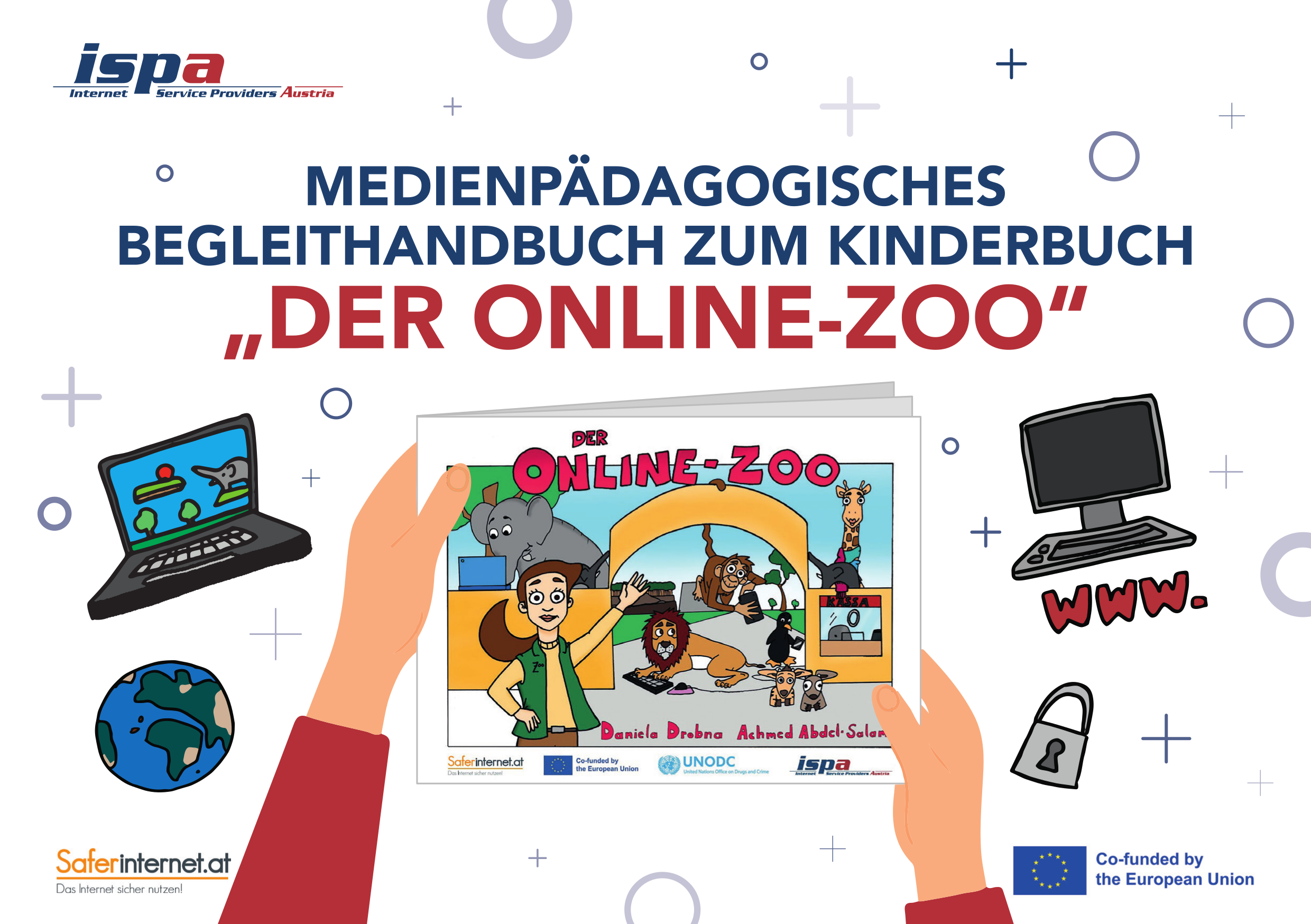 Cover des medienpädagogischen Begleithandbuchs zum Kinderbuch "Der Online-Zoo". 