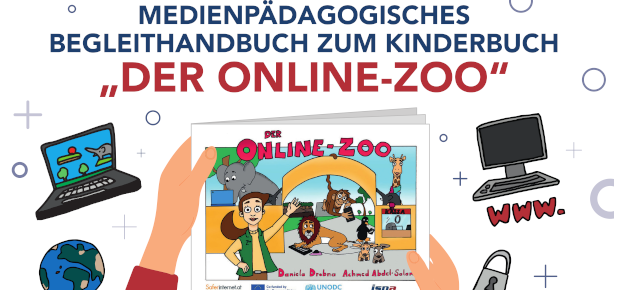 Cover des Medienpädagogischen Begleithandbuchs zum Kinderbuch "Der Online-Zoo"
