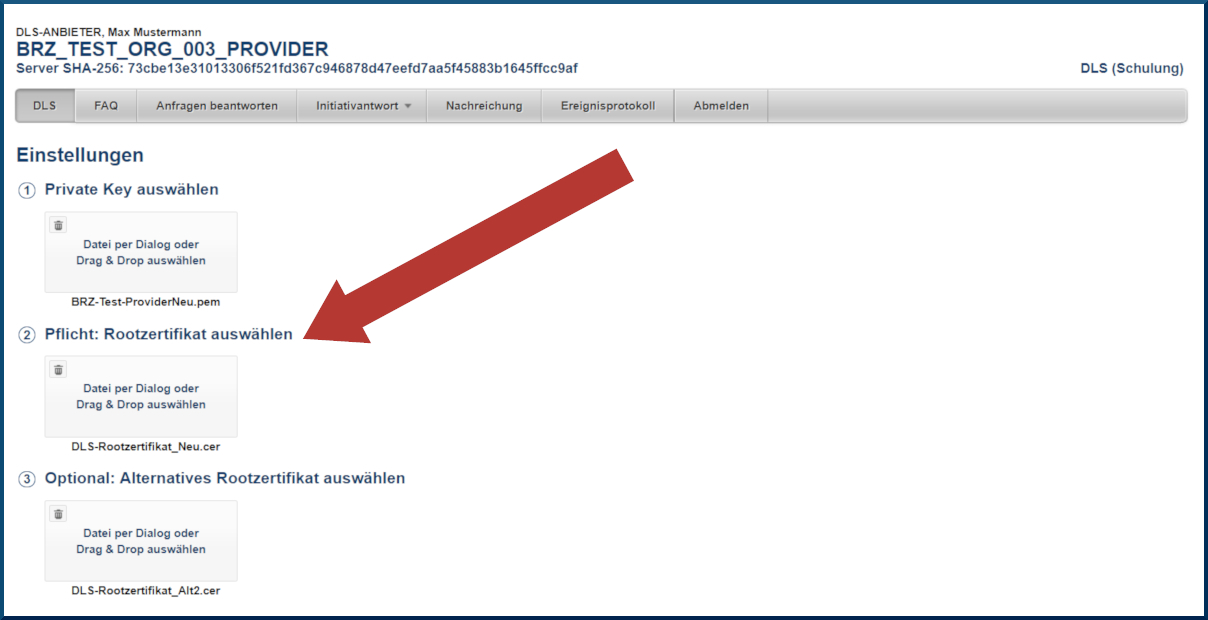 Screenshot der Startseite der Durchlaufstelle