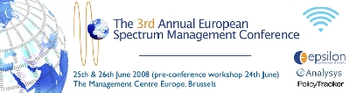 <p lang="en">3rd Annual European Spectrum Management Conference</p> 3rd Annual European Spectrum Management Conference
