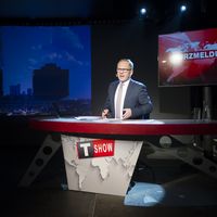 Bei der Tagespresse Show konnten die G&auml;ste sich &uuml;ber die aktuellsten und wahrsten Nachrichten am&uuml;sieren.