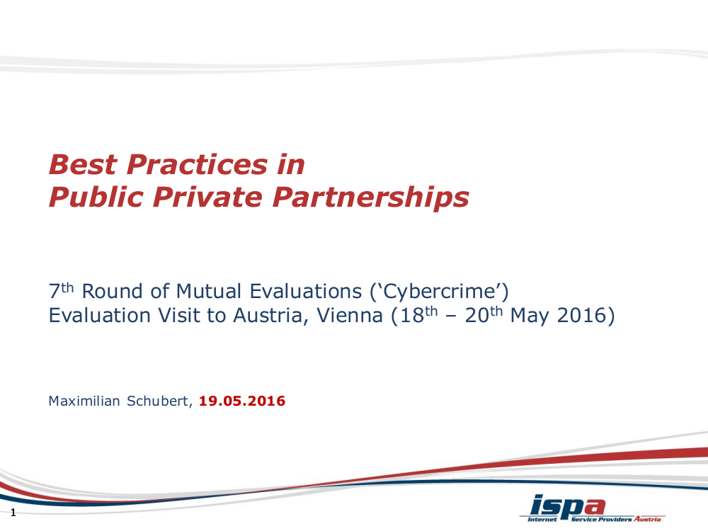 Cover Vortrag "Best Practises Public Private Partnerships"